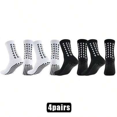 4Pairs Men Women Sports Non-Slip Grip Socks With Ankle Support For Football Basketball Baseball Rugby Soccer Cycling Running Hiking Tennis Skateboard Breathable Shockproof