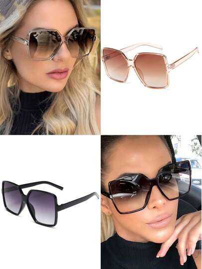 1 par/2 pares de gafas de moda con montura cuadrada para mujer