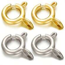 10pcs Spring Snap Hook Carabiner Stainless Steel Jewelry Connector, For DIY Handmade Bracelet, Necklace And Accessory Making