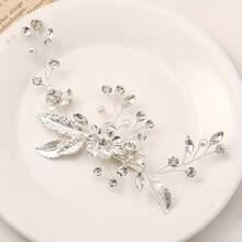 1 pieza Pinza de pelo de vidrio con diseño floral elegante, accesorio de pelo para novia y boda, para todas las temporadas - color - Ver 4