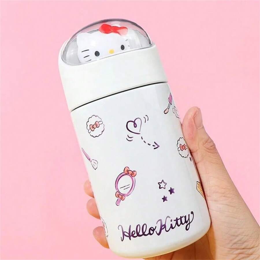 Sanrio Hello Kitty Thermos Cup Cute Cartoon Water Cup Water Bottle Mini Pocket Portable Stainless Steel Insulated Cup Mug Children Gift 280ml/9oz - White - View 1