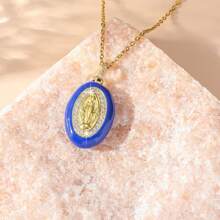 1 pieza Collar con colgante ovalado de estilo bohochic con deidad y acabado goteado, multicolor para elegir, idea de regalo para mujeres, perfecto para ocasiones formales, uso diario y como presente afectuoso