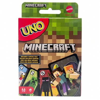 Mattel Mattel Games UNO Minecraft, baraja coleccionable con 112 cartas, juego de cartas para velada familiar, para usar como juego de viaje, regalo atractivo para niños, de 2 a 10 jugadores, a partir de 7 años, FPD61