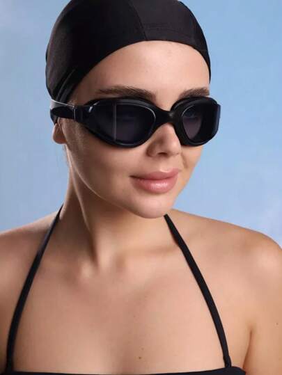 1pc Anti-Fog Swimming Goggles For Adults - Perfect Choice For Outdoor Aquatic Sports, Clear Vision, Comfortable Wear, , Unisex Swimming Goggles Black