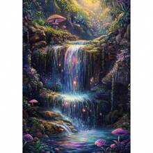 1 pieza Póster de arte de pared con opción de marco, póster de lienzo de pintura de setas botánicas de otoño, sendero de cascada del bosque de otoño de hadas de academia oscura para decoración del hogar en la sala de estar