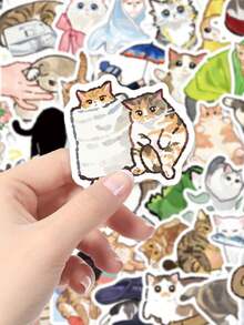 77 件卡通猫贴纸、可爱动物装饰、行李箱、笔记本电脑、手机壳、iPad 剪贴簿、日记本、DIY 滑板头盔、吉他贴纸、学校用品、返校 - 彩色 - 查看 4