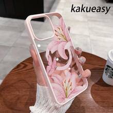 Pink Lilies Magnetic Phone Case Is Suitable For IPhone 16/15/14/13/12 Pro/11/XS Max 68 Plus. It Features A Fashionable And  Pattern Design. The Transparent Case Comes In Multiple Colors And Is A Classic Shockproof Mixed Transparent Phone Case Gift. - Màu hồng - Xem 5