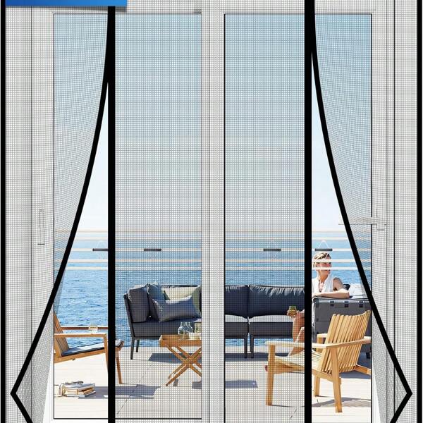 Cortina magnética de malla de 90/100/120/140*240cm para puerta, cortina magnética antimosquito de verano con rayas negras, de cierre automático, para el hogar/dormitorio/sala de estar/exterior, ventilada y duradera, fácil de limpiar, estilo japonés