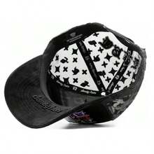 Gorra Los Angeles Dandy CLub, Gorra X Fuerza Regida Distressed Premium Hats Moda Negra The Dandy Hats. Flamas - Negro - Ver 5