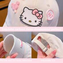 Sanrio 1pc Sanrio New Summer Cat Adjustable Baseball Cap - Breathable Polyester Fiber, Four Season Cat Sun Hat Baseball Cap, Y2k Style Baseball Cap - Ideal Choice For Valentine's Day, Birthdays, And Party Gifts