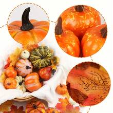44Pcs-Artificial Pumpkins Fake Pumpkins, Autumn Harvest Faux Pumpkin Set For Home Decor, Fall Pumpkins Decor Set, Mini Artificial Gourd Maple Leaves Acorns Decorations For Home, Wedding, Fall Centerpieces Decor Fall Decor Halloween Autumn Decor Halloween Decor Room Decor Christmas Decorations Home Christmas Gifts Christmas Decor