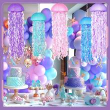 3pcs Pink Purple Blue Hanging Jelly Fish Paper Lanterns, Gradient Colorful Paper Lanterns, Jellyfish Paper Lanterns, For Mermaid Theme Party, Under The Sea Ocean Birthday Decorations, Under The Sea Theme, Ocean & Beach Room Hanging Decor, Shower Room Garland Mermaid Party Decoration, Colorful Hanging Streamers Suitable For Birthday Baptism Weddi - Multicolor - View 9
