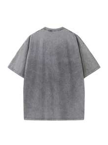 Ash-Vintage Washed Oversized-Drapey Toronto Raptors Dino-Basketball Tee - Retro-Sport Street-Hardcore Vibe - 灰色 - 查看 2