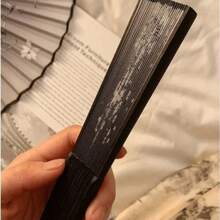 1/3 chiếc Quạt gấp bằng tre phong cách Trung Hoa và Nhật Bản thanh lịch cổ điển có tua rua - Quạt cầm tay mùa hè di động, thích hợp cho đám cưới, tiệc tùng, quà tặng cho bạn thân, quà tặng trở lại trường, làm mát mùa hè và trang trí nhà cửa, thiết kế đen trắng với họa tiết hoa, phụ kiện tiệc | Quạt trang trí | Quạt nhẹ. - Nhiều màu - Xem 3