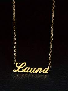 个性化不锈钢名字项链 - 可定制字母或名字吊坠，优雅的草书风格首饰，适合日常或特殊场合佩戴 - 生日、周年纪念日、婚礼礼物 - 简约定制名字首饰，高端配饰，字母图案适合开学季、假期和旅行，返校时尚 - 彩色 - 查看 4