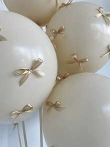 10/92/102pcs Ivory Latex Balloons With Gold Bow Decor, Essential For Party Decoration, Suitable For Birthday Party, Wedding, Photography Props, Christmas, New Year And More - Gold - View 5