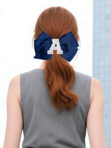 1pc 5-Inch 26 Letters A-Z Pearl Alphabet Personalized Hair Clip, Back To School Hair Accessory For Girls Ponytail, Teenage Girls Hair Decor With Clips, Suitable For Holiday Party, School, Graduation, First Day Of Class - Navy Blue - View 6