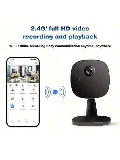 Mini Slimme Home Monitoring Camera, High Definition Night Vision, Indoor Remote Viewing, 2.4G WiFi, Two Way Audio, Non Waterproof, Wand Mounted, Portable, Application Control, USB Power Supply, Wi Fi Connection Security. view 4