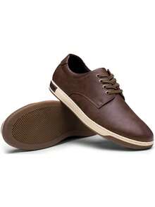 SHOESMALL Men's Casual Shoes Fashion Business Sneakers Casual Simple Retro Brown Leisure Shoes - A81Q01-darkbrown - 查看 6