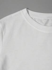 Camiseta colorida con estampado floral navideño, top casual de manga corta y cuello redondo para mujer. - Blanco - Ver 4