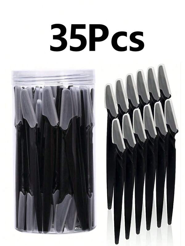 35pcs,Grooming Eyebrow Razor & Shaver Set, Safety Eyebrow Trimmer & Shaver, Exfoliating Dermaplaning Tool, Body Hair Removal Trimmer And Face & Eyebrow Razor Set Long Handle Safety Blade With Precision Cover Women Eyebrow Shaping Tools Suitable For Or Travel Use