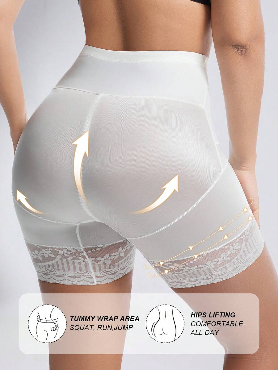 高腰塑形内裤，无缝收腹提臀紧身短裤，女士提臀提臀内裤 - 白色 - 查看 1