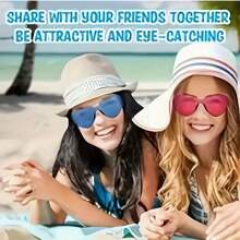 1/2/4/8 Pairs Heart Shaped Candy Color Frameless Funny Glasses, Essential For Party, Birthday, Beach, Bestie Gathering