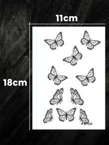 1pc Herbal Butterfly Tattoo Sticker, Waterproof And Sweat-Proof Temporary Tattoo, Semi-Permanent Realistic Tattoo Transfer Paper, Suitable For Back, Thigh, Arm, Calf, Collarbone, Can Be Used As Leg And Arm Bands, Lasts 7-14 Days