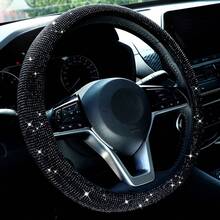 1pc Sparkling Pink Rhinestone Steering Wheel Cover With Crystal Diamonds, Breathable Anti-Slip Steering Wheel Protector (Fits 14.2" - 15.3" Inch), Multiple Colors Available: White Diamond, Black Diamond, Blue Diamond, Red Diamond,Car Accessories - Pink - View 6