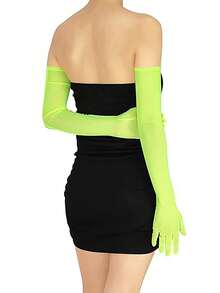 1件女士黑色化妆舞会手套、歌剧手套、弹力网眼手套，优雅高端，防晒时尚，适合在歌剧舞会、角色扮演和万圣节节日派对上佩戴。 - 彩色 - 查看 14