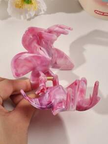 1 件波西米亚大理石渐变粉色花朵发夹，适合海滩、度假、春夏季发饰花朵发夹、学校用品、大学秋季配饰秋冬