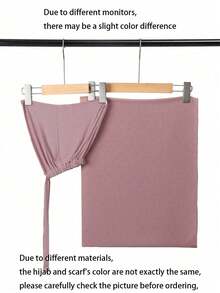 2PCS Women's Scarf And Tie-Up Cap Set Underscarf Hijab Combo For Middle Eastern Festival Outfits, Casual Matching Set For Abaya - Dusty Pink - View 3