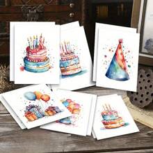12 pezzi Set di Biglietti di Auguri Colorati con Motivo a Torta di Compleanno (con Buste) - Perfetti per Compleanni, Ringraziamenti e Occasioni Speciali, Forniture Scolastiche, Ritorno a Scuola