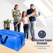 Local Delivery 8 Pack Large Heavy Duty Moving Storage Totes With Zippers And Carrying Handles - Water-Resistant, Foldable For Space Saving, Alternative To Moving Boxes (Semi-Transparent) - Sky Blue - View 6