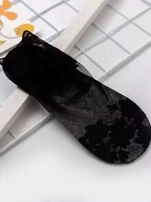 10双/5双女士蕾丝边袜子透气弹力女士薄款叶子船袜夏季薄款透明蕾丝短筒踝袜隐形袜