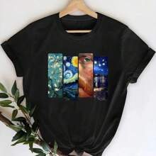 Camiseta Básica Unissex Algodão Artes Noite Estrelada