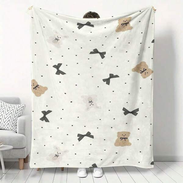 Simple & Fresh Printed Soft & Warm Plush Blanket/Throw For Home, Kitchen, Sofa, Camping, Leisure Use