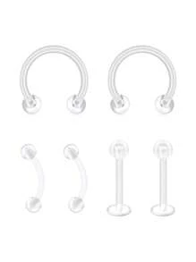 Casual Clear Piercing Retainers Bioflex Nose Rings Belly Rings Septum Eyebrow Lip Cartilage Tragus Earring Retainer Industrial Bar Plastic Piercing Jewelry For Work, Clear Nose Studs Clear Nose Rings For Work Clear Nose Piercing Plastics Nose Retainer Nose Ring Spacers Nose Rings Retainer Septum Retainer Clear Lip Rings Plastic Earrings Studs - Clear - View 18