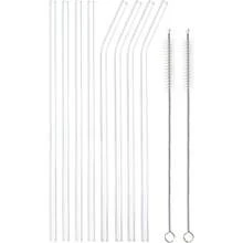 QYReusable Straws Glass Straw 8pcs 200x6mm Travel Tumbler Replacement Straw With Two Cleaning Brush For Frozen Bubble Tea Drinks2216 - 無色 - 查看 1