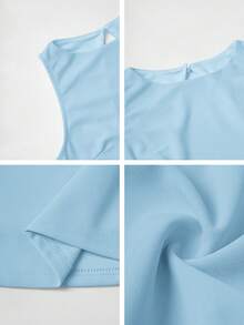 Women's Solid Color Fitted Backless Christmas Dress - Light Blue - View 11