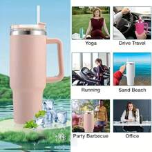 1pc 40-Oz 304 Stainless Steel Double-Wall Vacuum Insulated Sports Water Bottle With Handle And Straw, DIY Design, Suitable For Hot & Cold Drinks, Leakproof Travel Cup, Perfect For Outdoor, Camping, Fitness