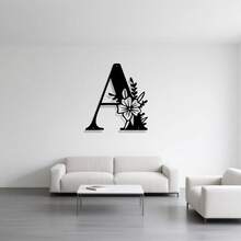 1 件优雅的黑色字母和花卉艺术装饰壁挂，创意铁艺装饰，适用于办公室、咖啡厅、客厅、卧室 - 易于安装