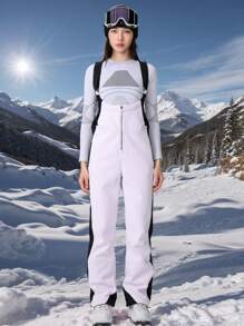 1 buc pantaloni de schi slim-fit pentru femei de iarnă, elastici în patru direcții, pantaloni de snowboard și schi pentru îmbrăcăminte de iarnă pentru femei, pantaloni sport pentru femei, salopetă de schi în iber, echipament de schi, îmbrăcăminte pentru vreme rece, salopetă de schi funcțională, echipament de zăpadă durabil. Pantaloni de trening, salopetă de schi