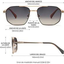 ¡RecomendadoCyxus Lentes de Sol Hombre, Gafas Polarizadas Protección UV 400 para Hombres y Mujeres, Estilo de Moda para Playa, Conducción y Actividades al Aaire Libre¡Top de Temporada - 00-Marco Dorada Lentes Marrón 1021 - Ver 5