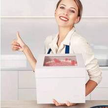 1/6 piezas Caja blanca para pasteles con ventana transparente, cierre seguro, múltiples tamaños (8x8x8, 10x10x8, 12x12x8 pulgadas), adecuada para cumpleaños, bodas, fiestas, decoraciones navideñas, estructura resistente, embalaje para hornear, organizadores de fiestas