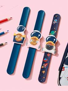 1pc Casual & Cute Cartoon 3D Rocket & Astronaut Print Quartz Watch, Suitable For Birthday, Back To School, Summer Vacation, Halloween Gift - Navy Blue - View 8