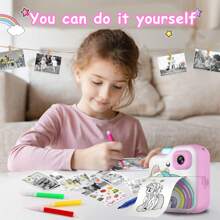 Instant Print Camera For Kids, Christmas Birthday Gift For 6 7 8 9 10 Years Old Girls, Kids Camera Instant Print, Portable Travel Camera Toy For 3-12 Years Old Girls, Fun & Educational Toy For Boys & Girls