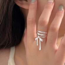 1 件独特的蝴蝶结丝带开放式设计女士戒指，适合日常佩戴和派对，时尚女士配饰 - 蝴蝶型 - 查看 1