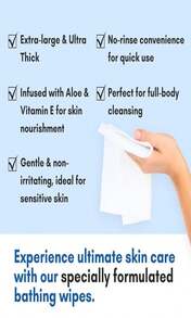 Nurture XL Rinse Free Bathing Wipes For Adults W_Aloe | Waterless Cleansing For Sensitive Skin | Disposable Adult Body Bath Wet Wipe For Disabled Bedridden | 48 Wipes - 192 Count (Pack Of 1) - View 4