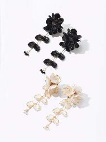 1 对优雅花卉吊坠耳环，适合女士佩戴，用途广泛，适合度假佩戴 - 多色 - 查看 3